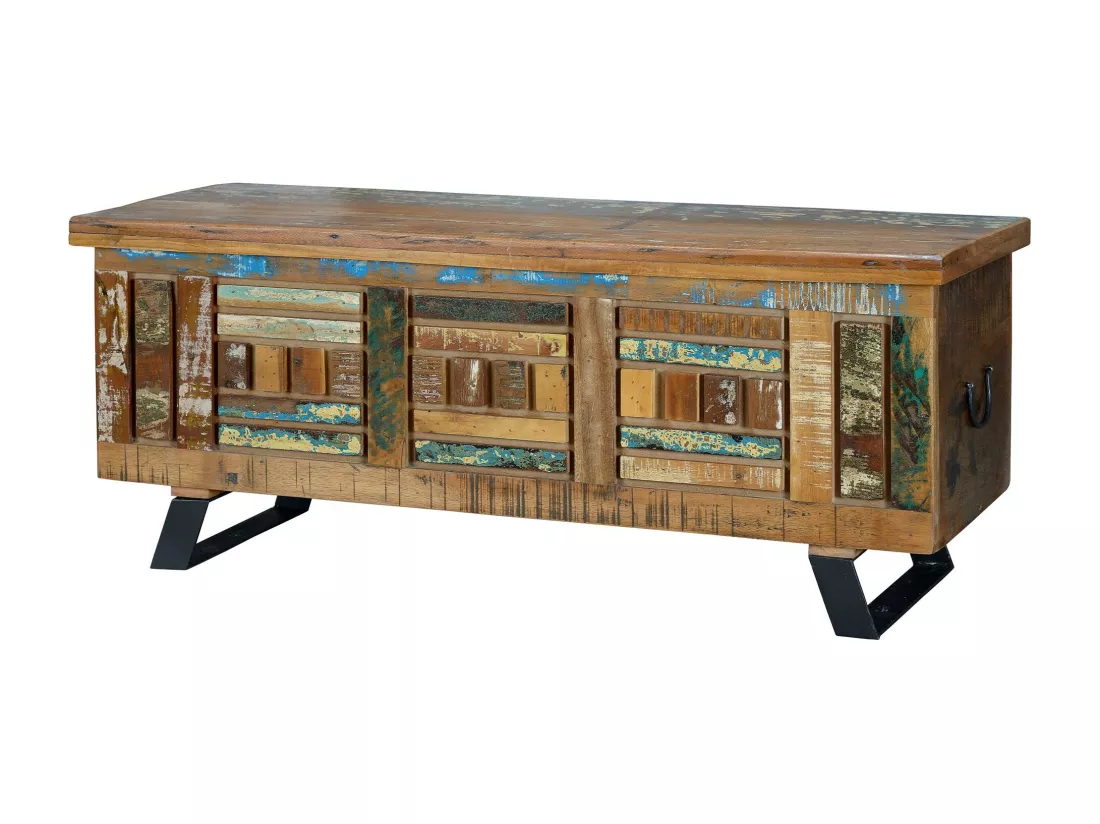 Coffre exclusive en bois recyclé multicolore MULTICOLOR.Giner y Colomer.47x40x116