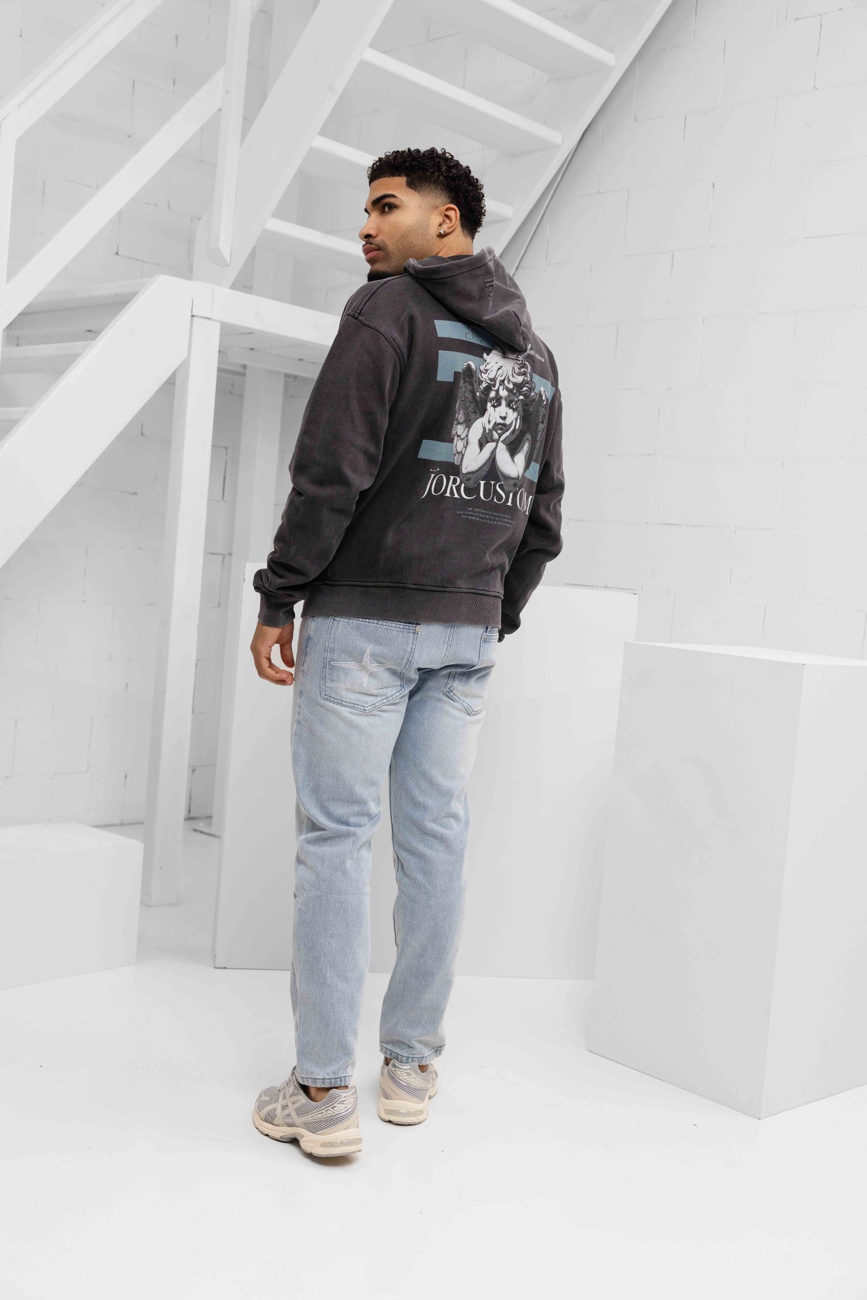 Jorcustom Fleece Angel 2.0 Zipped Hoodie Heren Donkergrijs