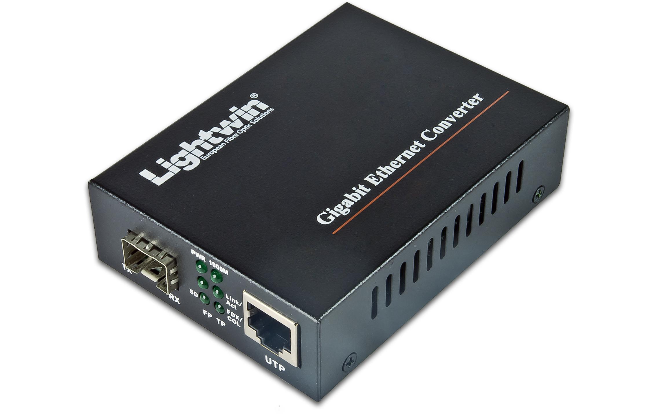 Medienkonverter LWC 10/100/1000-SFPLightwin Medienkonverter LWC-SFP-RJ-45. Kompatibel mit SFP-Modulen aller Hersteller