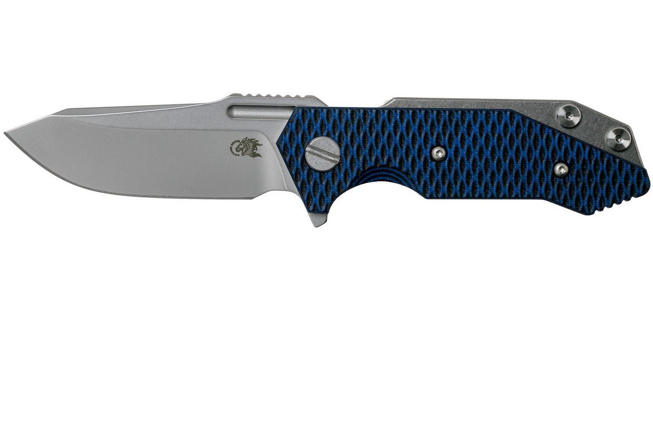 Rick Hinderer Half Track Gen 2, Spearpoint 20CV, Black & Blue G10, zakmes