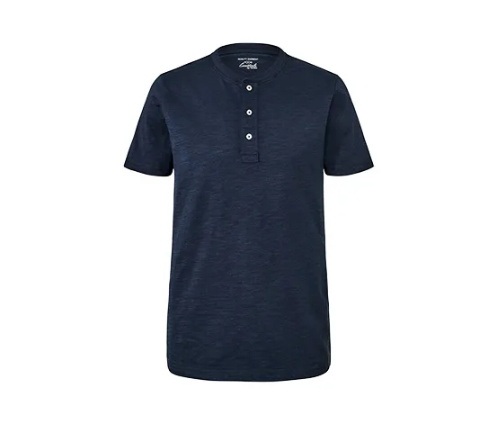 Kurzarm-Henley, slub, navy