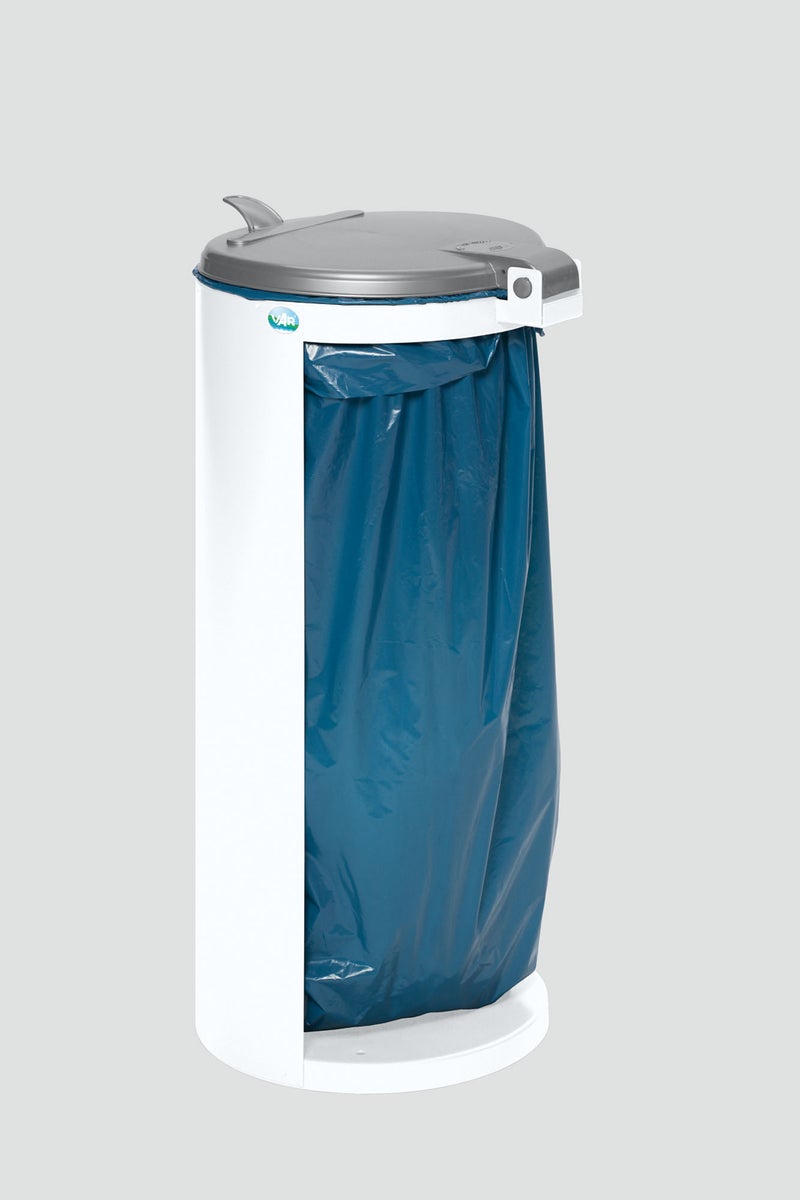 PROREGAL Compacte Afvalbak Junior met Deksel, Vulopening 35 cm, HxBxD 90 x 45 x 45 cm, Staal, Wit