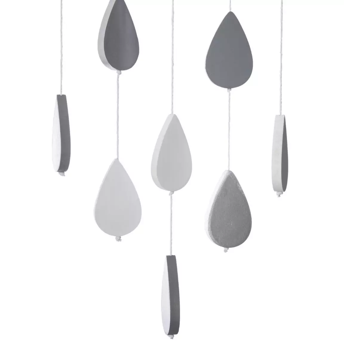 Mobile bébé bois et coton (H57.5 cm) Nuage Gris
