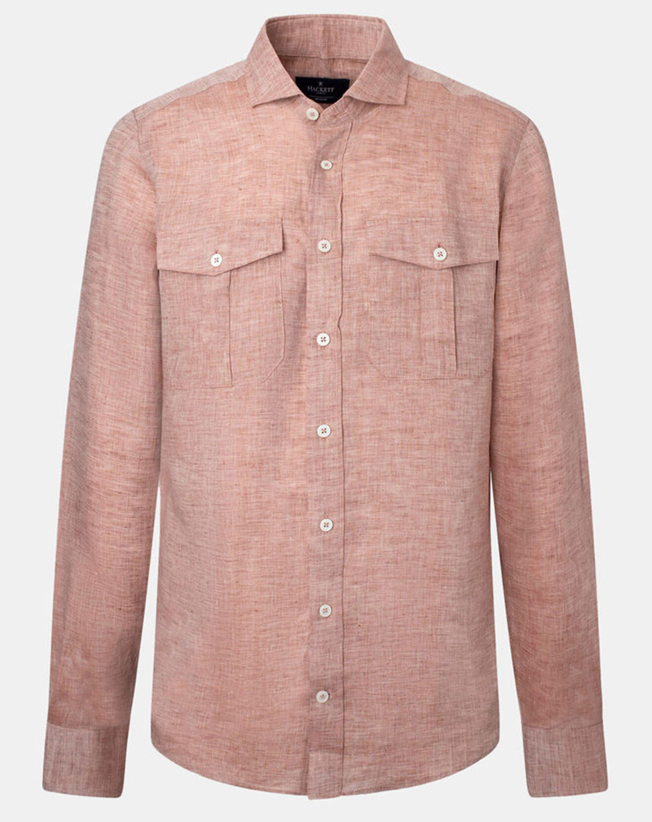Hackett London Chemise 100% Lin Slim Fit double poche orange moyen