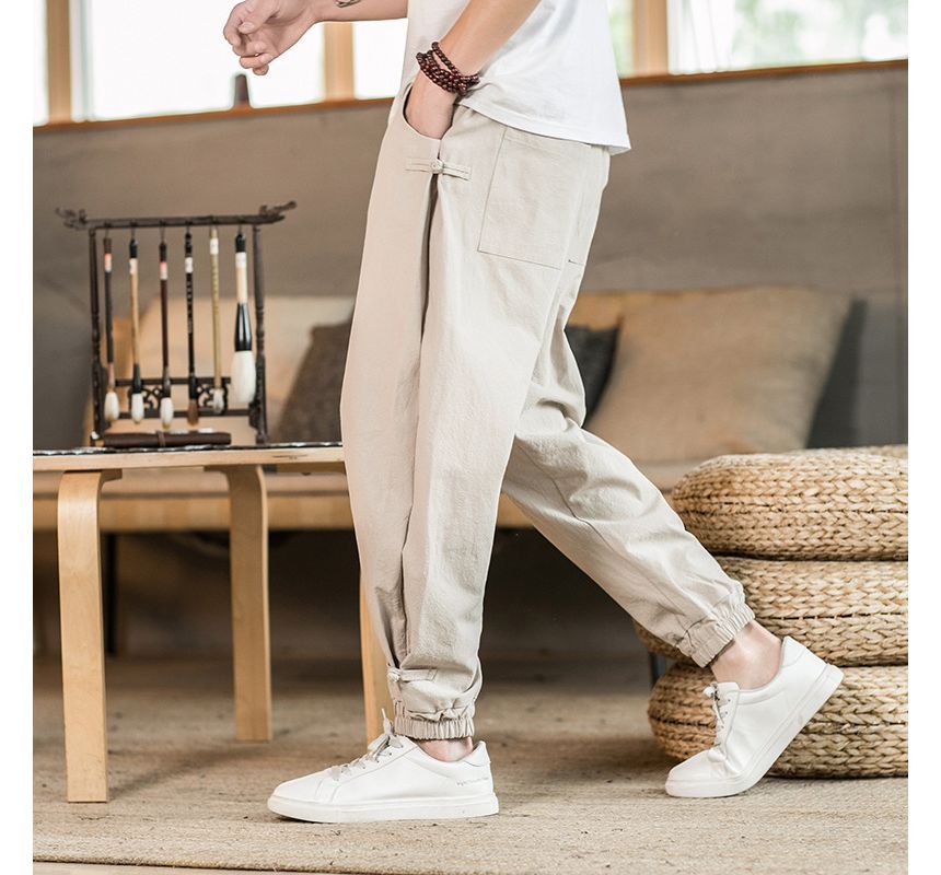 Aozora - Hoge taille effen cropped harembroek
