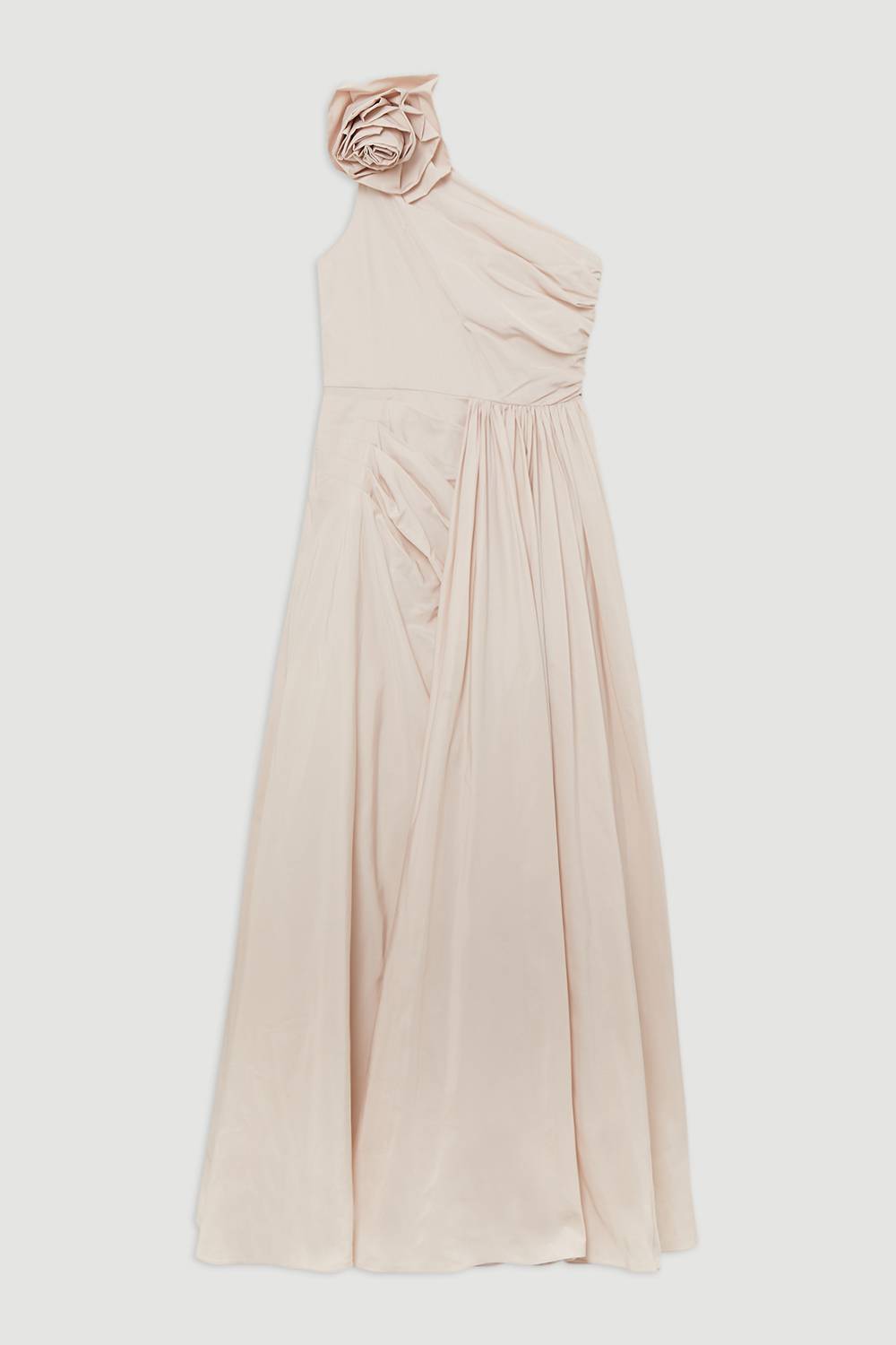 KarenMillen Robe maxi ajustée en taffetas Petite à col rosette, plissée et froncée