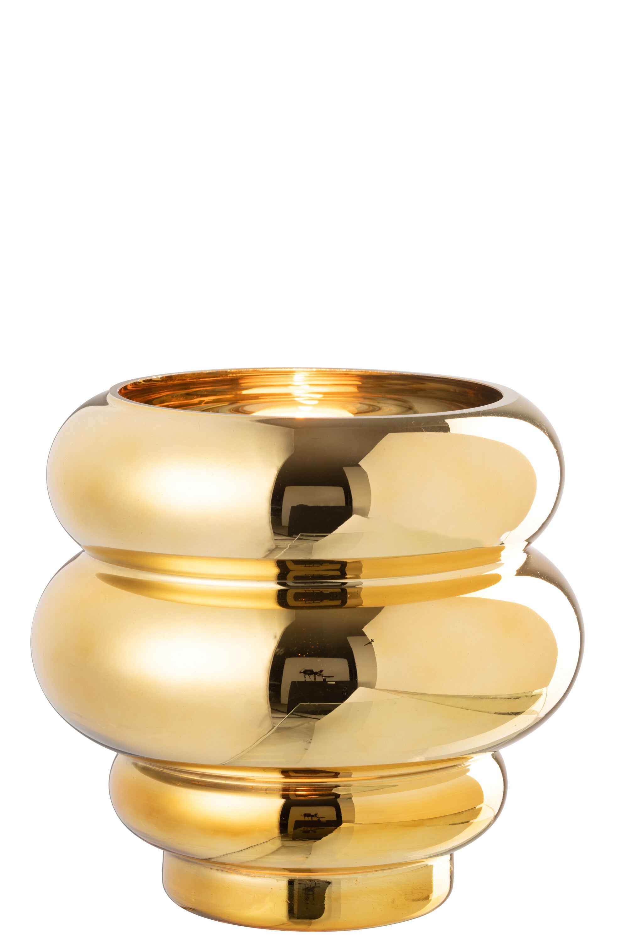J-Line theelichthouder|vaas Cléa - glas - goud - Ã 20 cm
