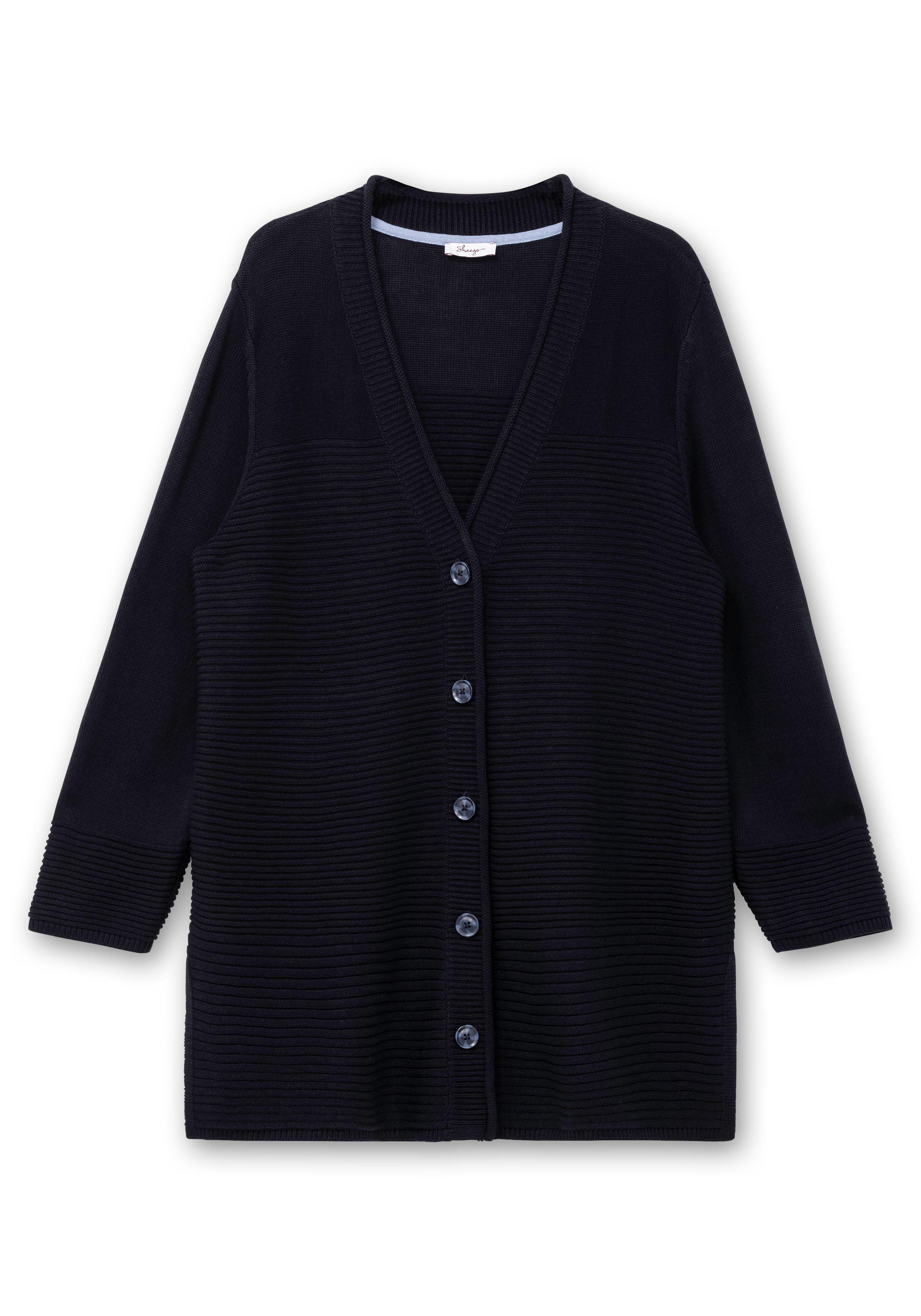 Longstrickjacke im Strukturmix, mit V-Ausschnitt