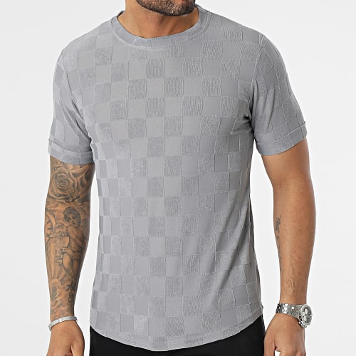Tee Shirt Oversize A Carreaux Gris