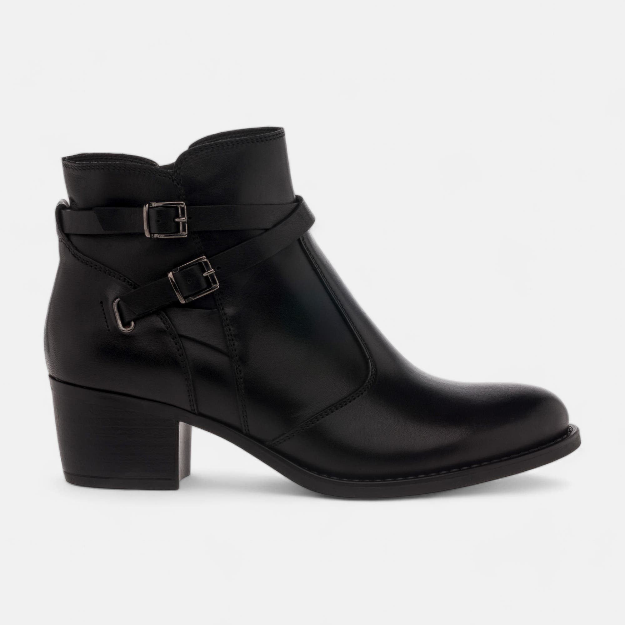 Bottines à talon Femme en cuir noir