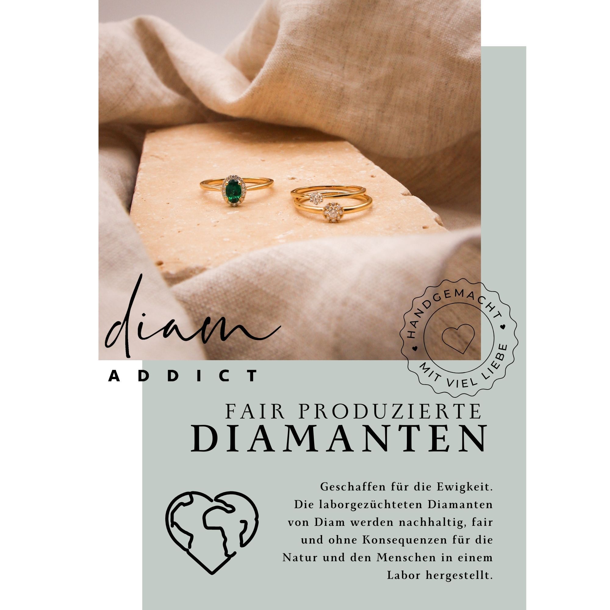Diam Addict Halskette 585 Gelbgold mitim Labor gezüchtetem Diamanten