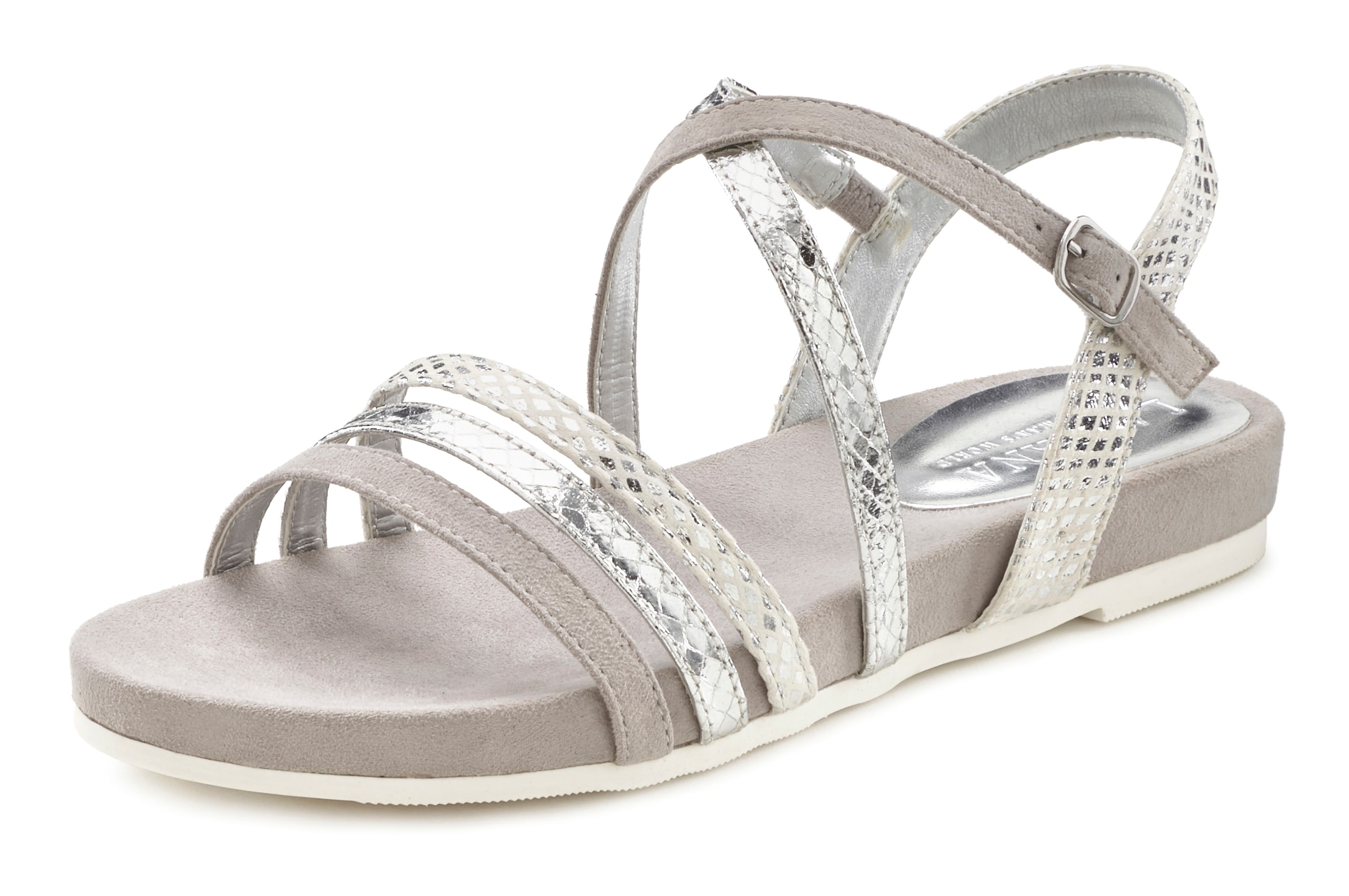 LASCANA Sandale »Sommerschuh«  Sandalette, Sommerschuh mit Metallic-Optik VEGAN
