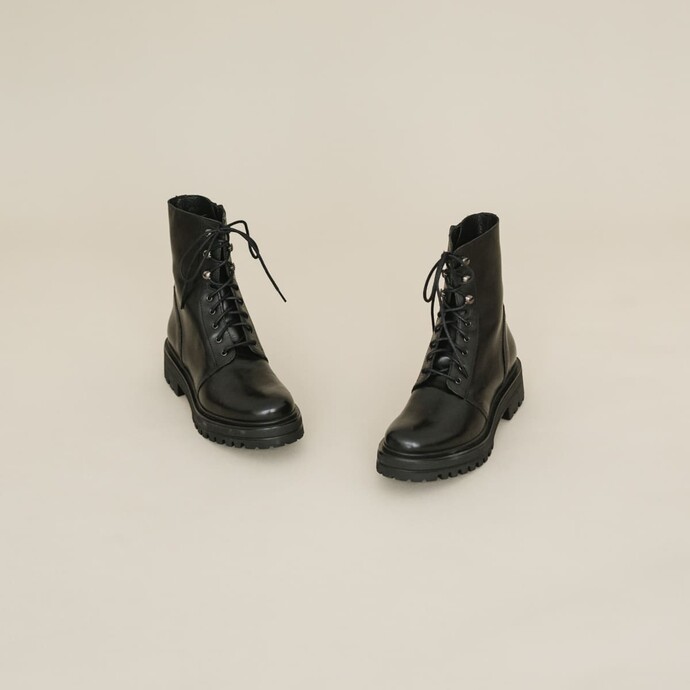 Bottines à lacets  en cuir noir