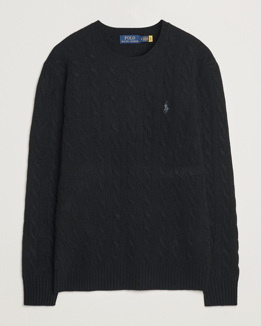 Polo Ralph Lauren Wool/Cashmere Cable Crew Neck Polo Black