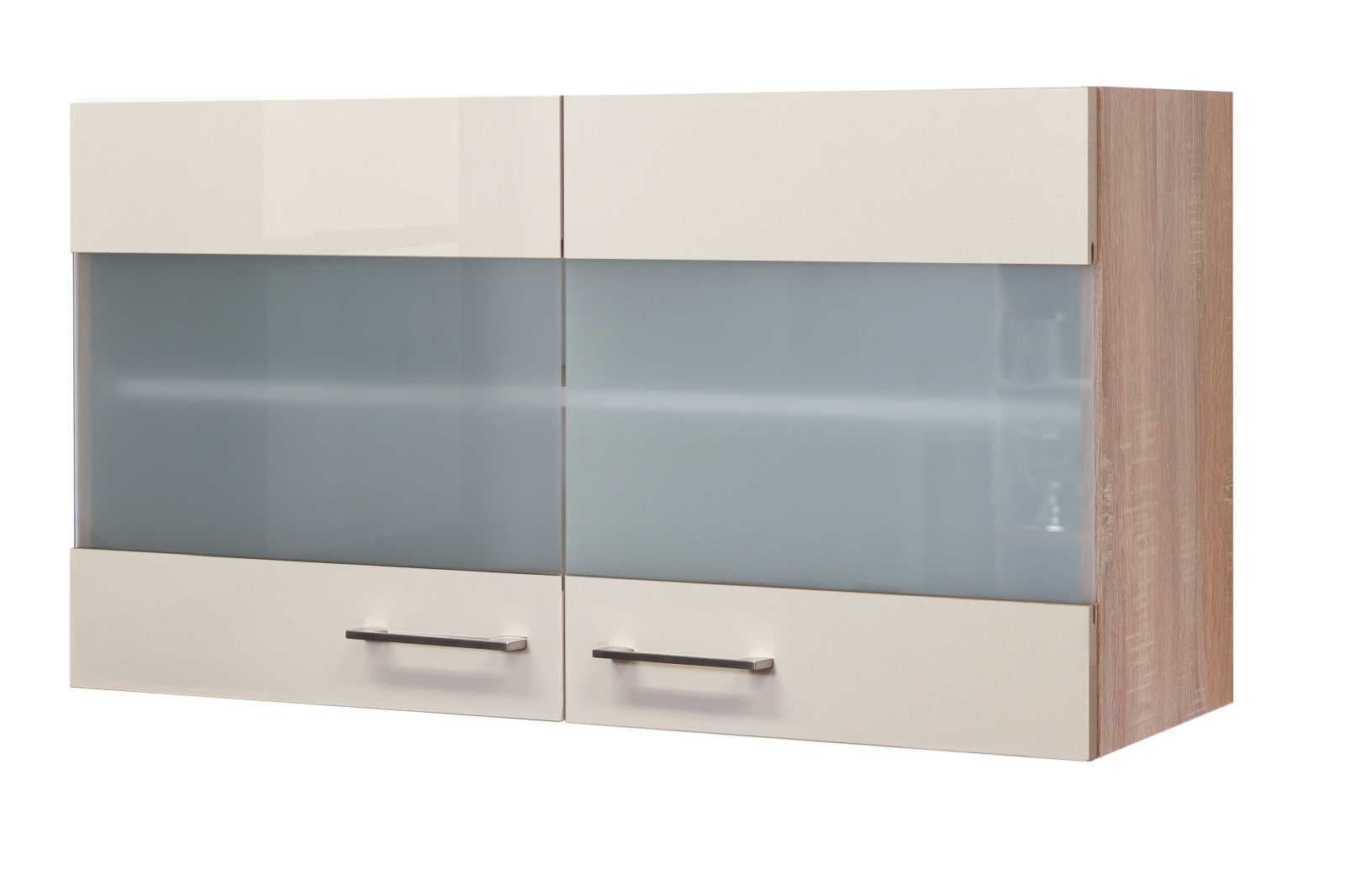 Glas-Hängeschrank NEPAL - Kaschmir Glanz-Sonoma Eiche - 100 cm