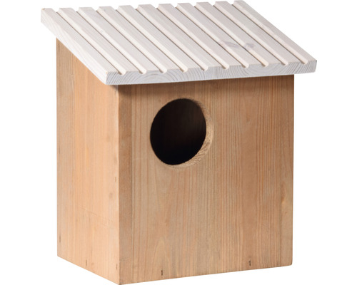 Eekhoornhuisje, dobarhout, 26 x 14 x 29 cm, bruin en wit
