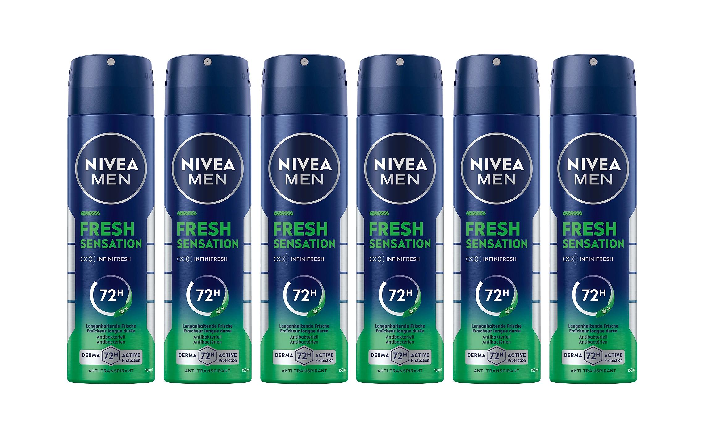 Deo Spray Fresh Sensation 6 x 150 mlDeo für Herren bietet 72h Schweiss- und Geruchsschutz
