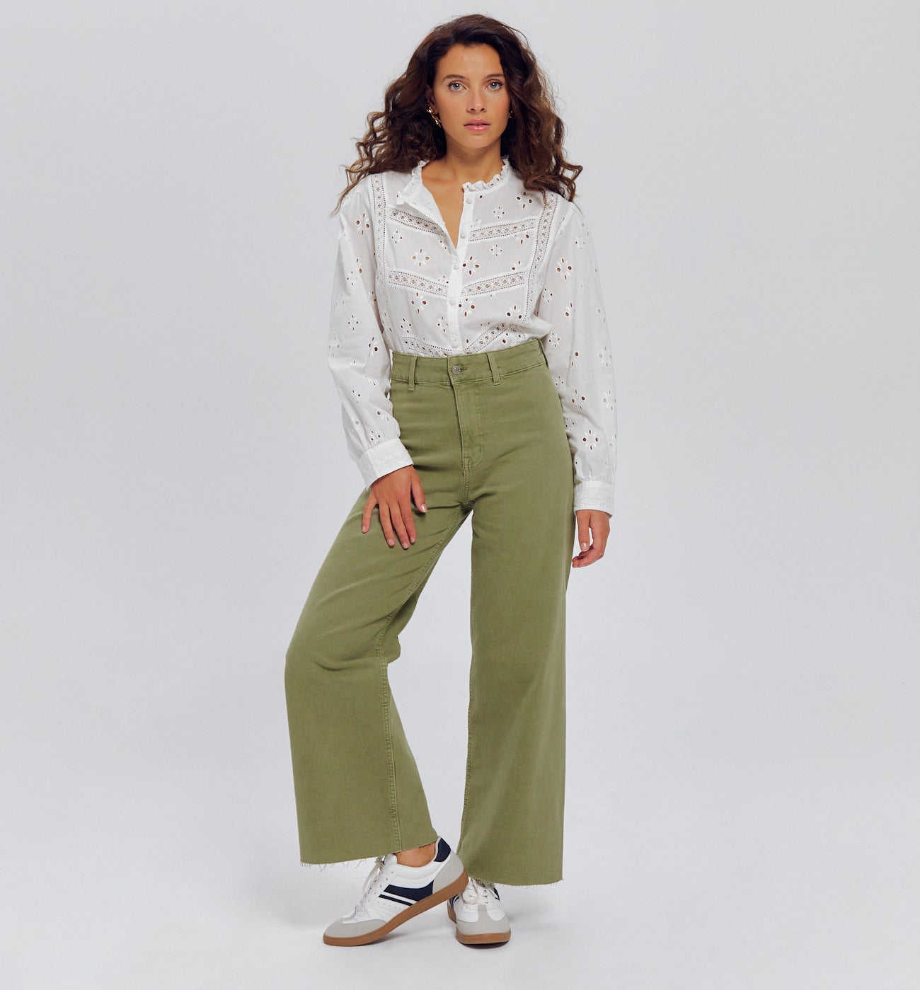 Pantalon taille haute raw cut - Kaki