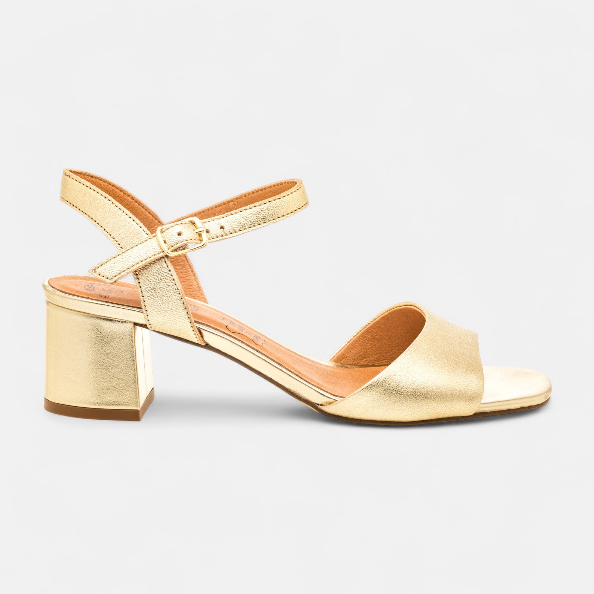 Nu-pieds à talon Femme en cuir or