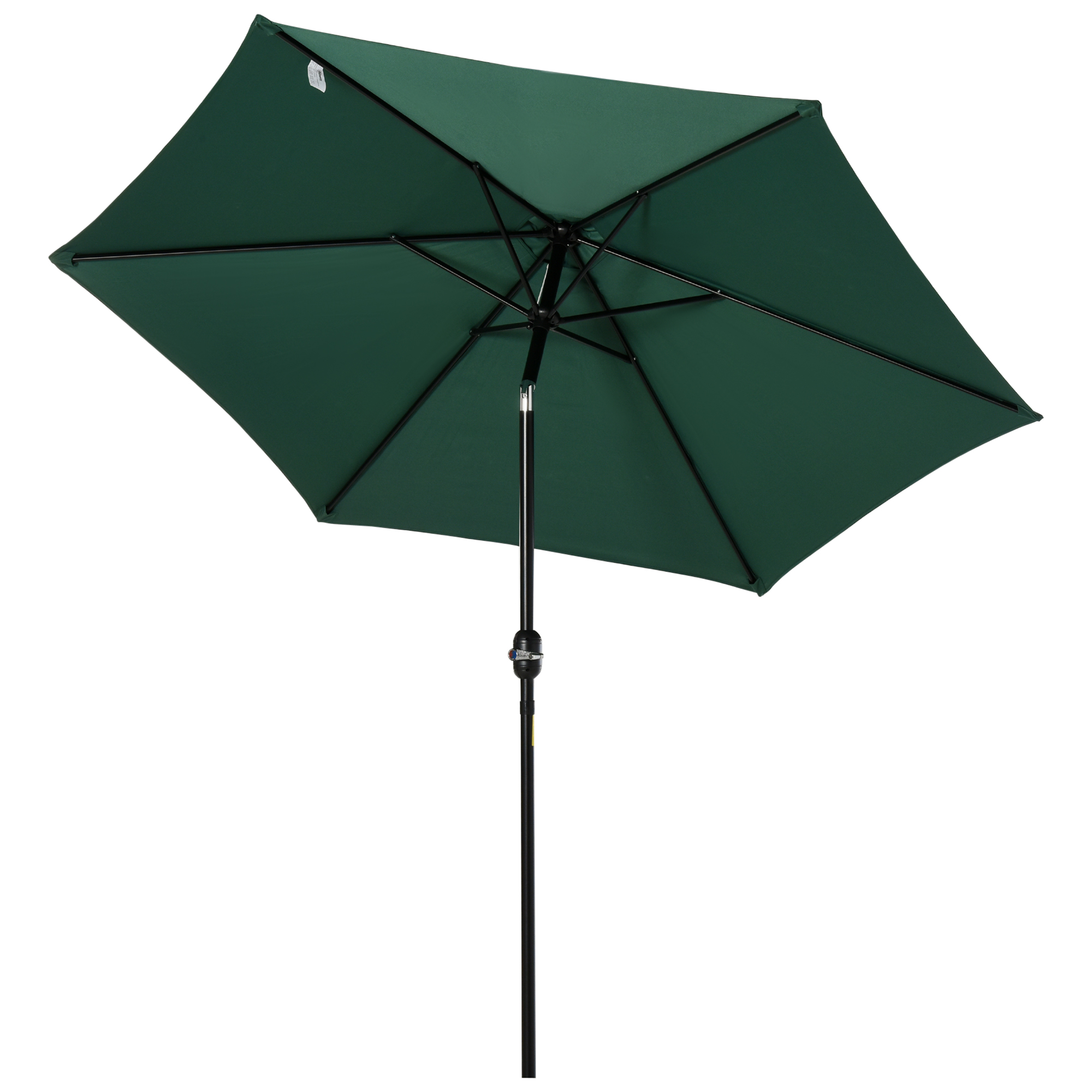 Guarda-sol de jardim Outsunny Ø260x235 cm em alumínio com cabo reclinável, manivela e 6 varetas para terraço e varanda, verde.