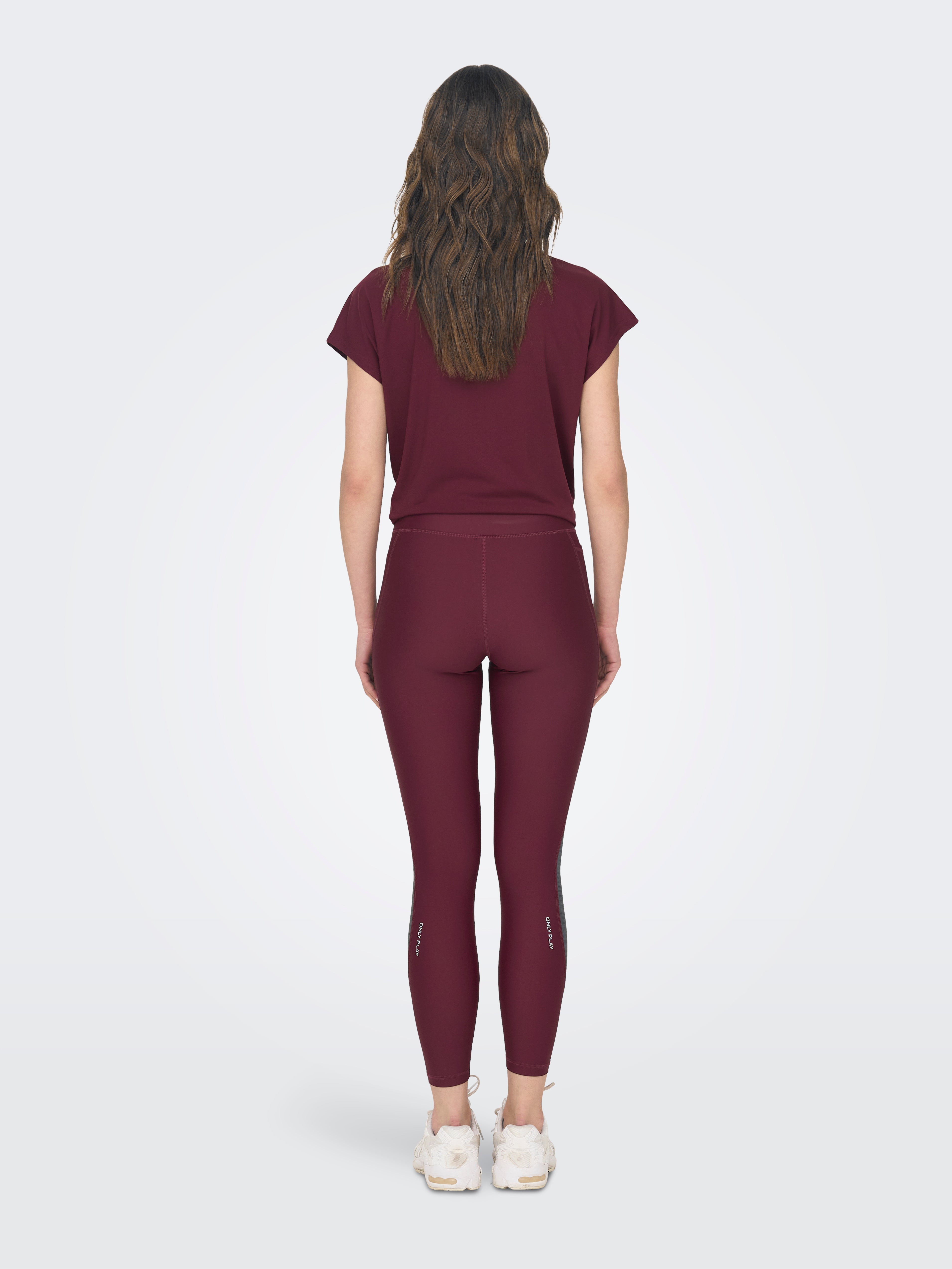 ONPLEA-STELLA-3 Hohe Taille Enger Schnitt Sportleggings Windsor Wine