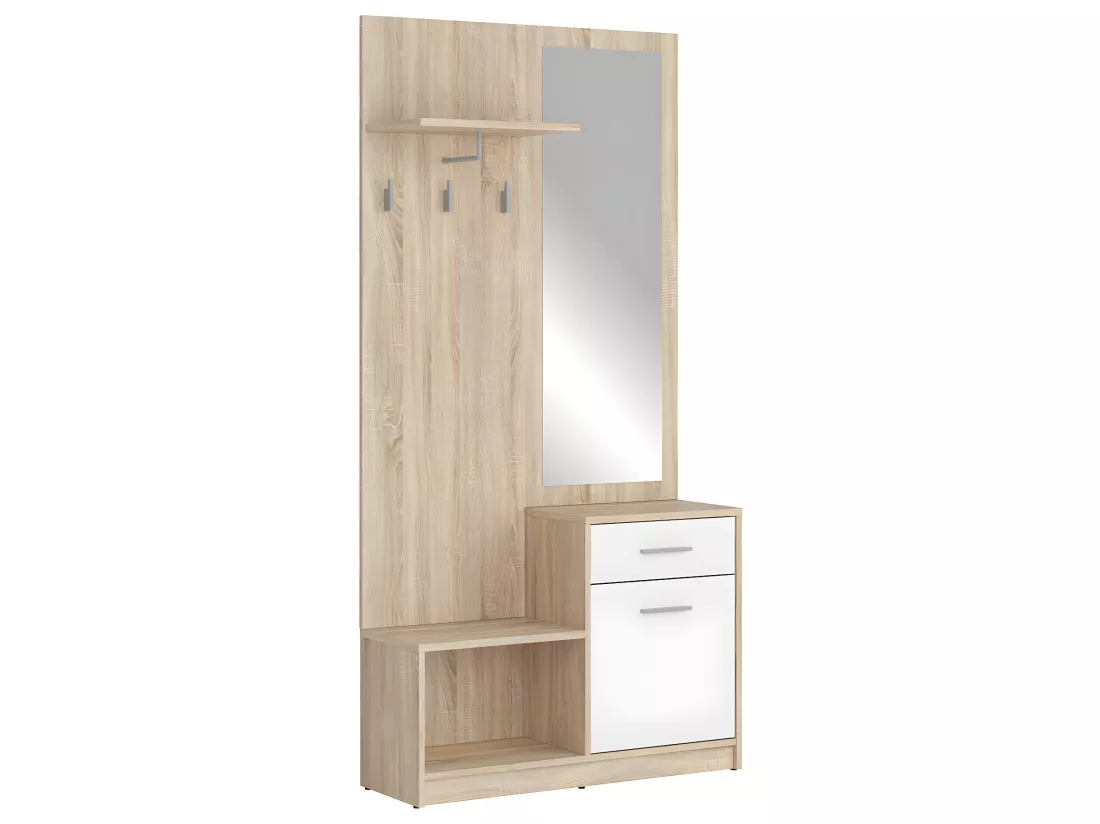 Meuble entrée Ewen Bois et Blanc