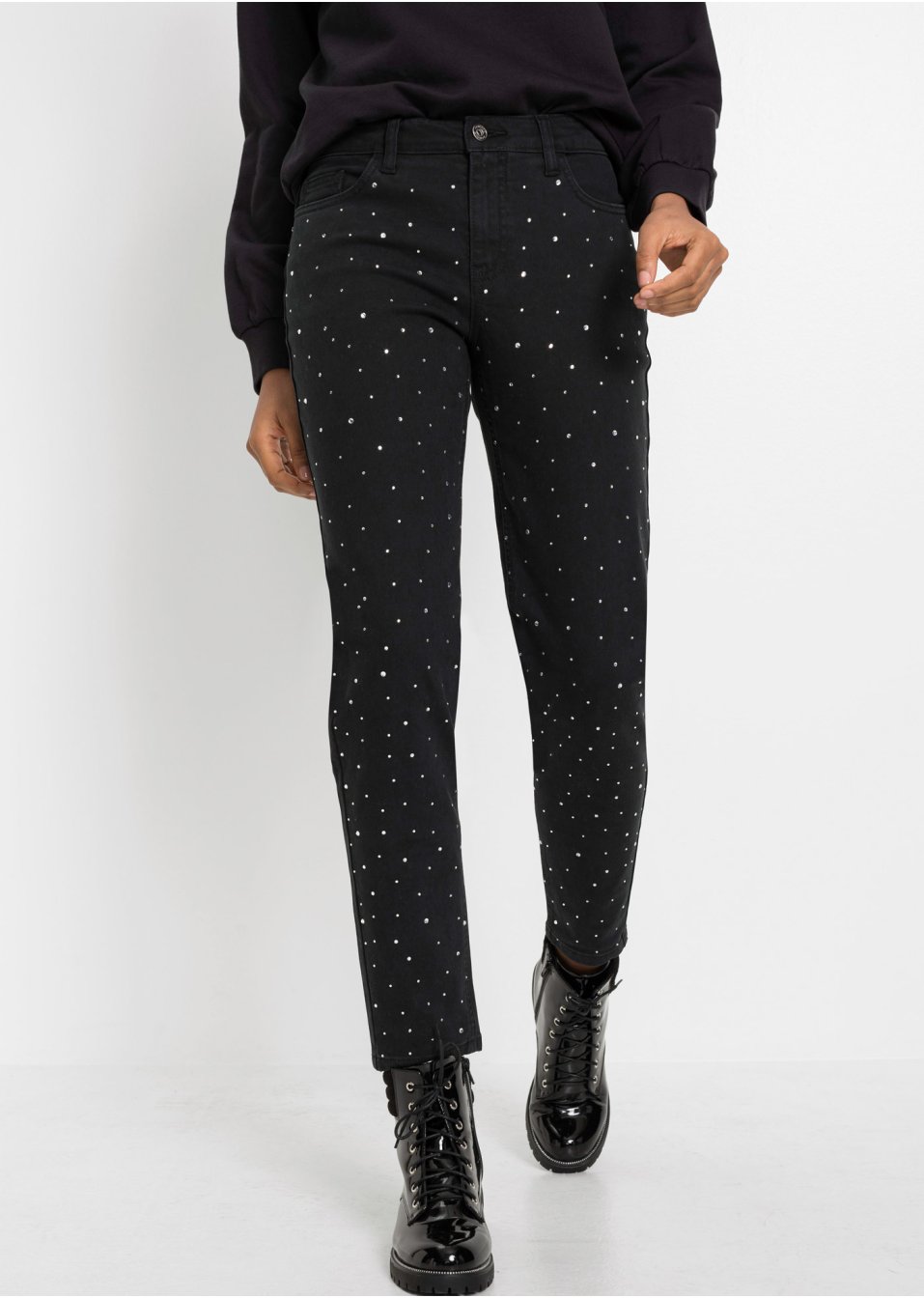 Pantalon extensible avec pierres brillantes