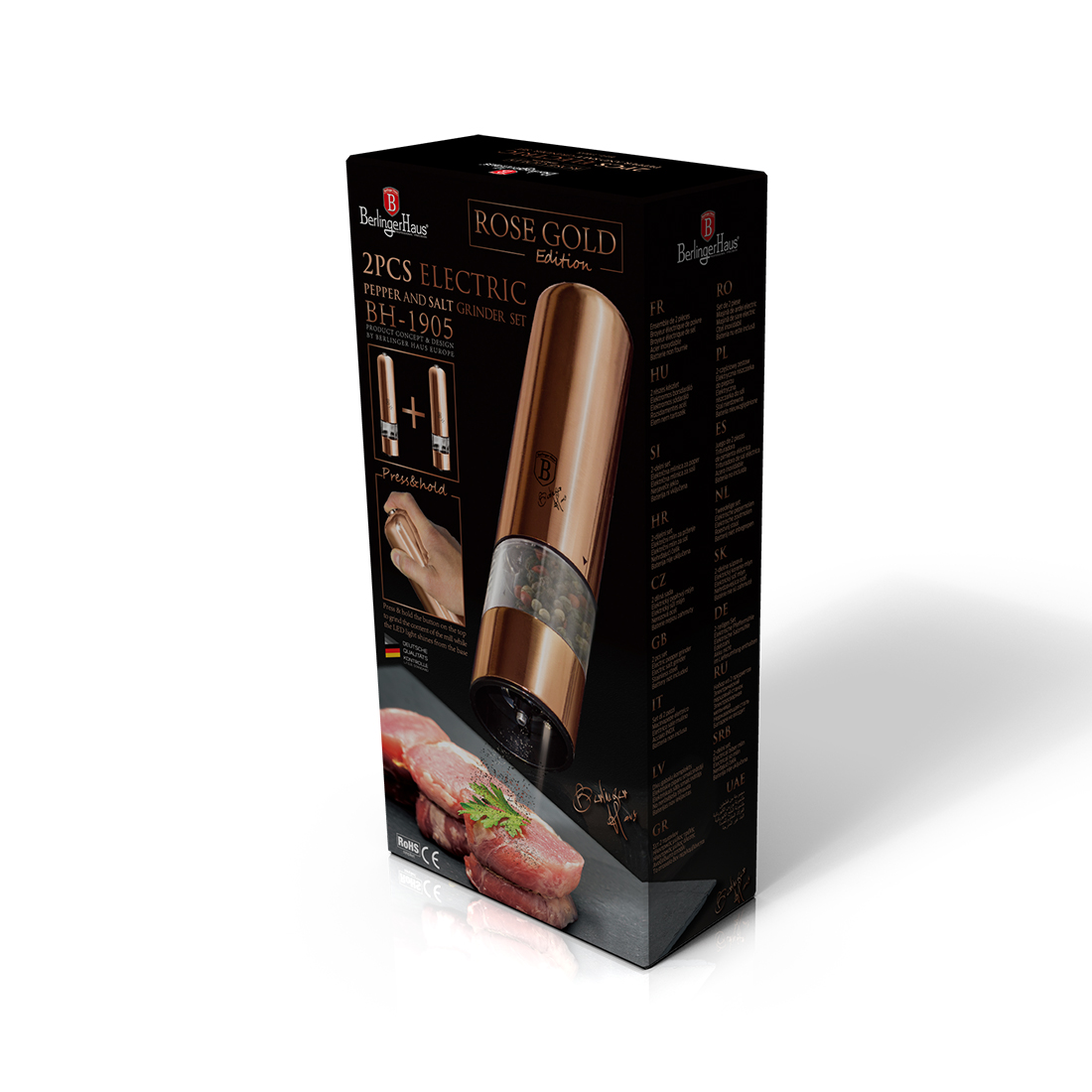 Berlinger Haus Elektrische Pfeffer- und Salzmühle-Set Rose Gold Edition