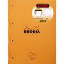 Bloc de cours, format A4, quadrillé, orange, 80 feuilles