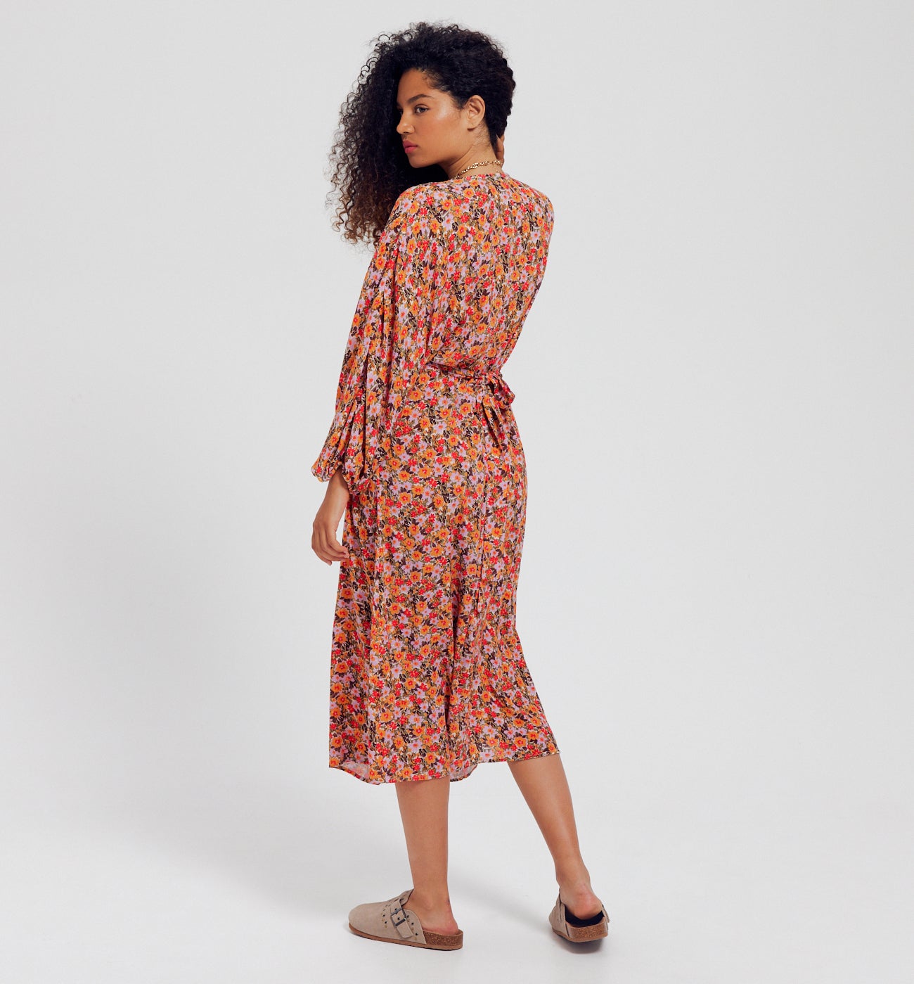 Robe à manches ballon Femme - Imprimé multicolore