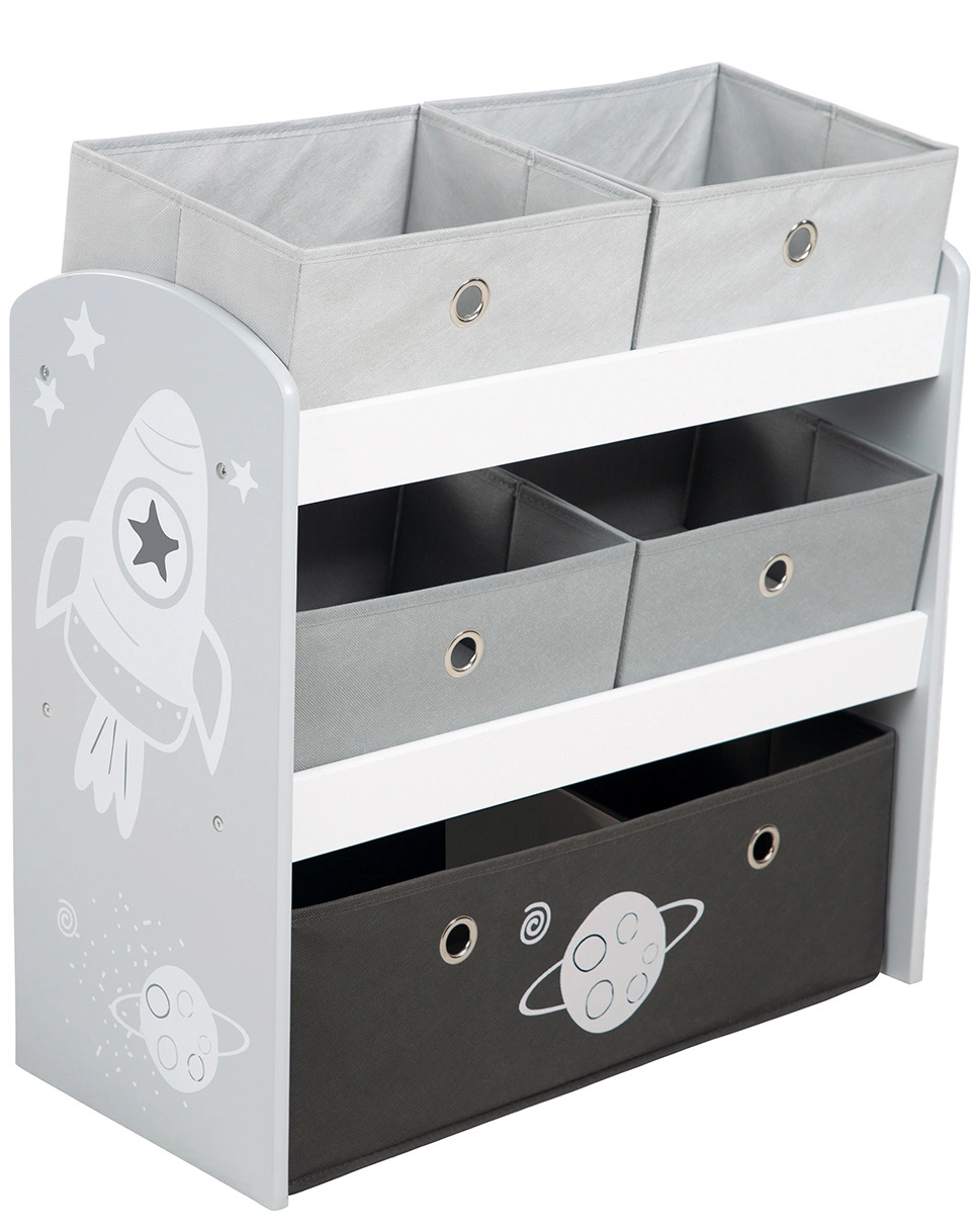 Spielregal RAKETE mit Stoffboxen