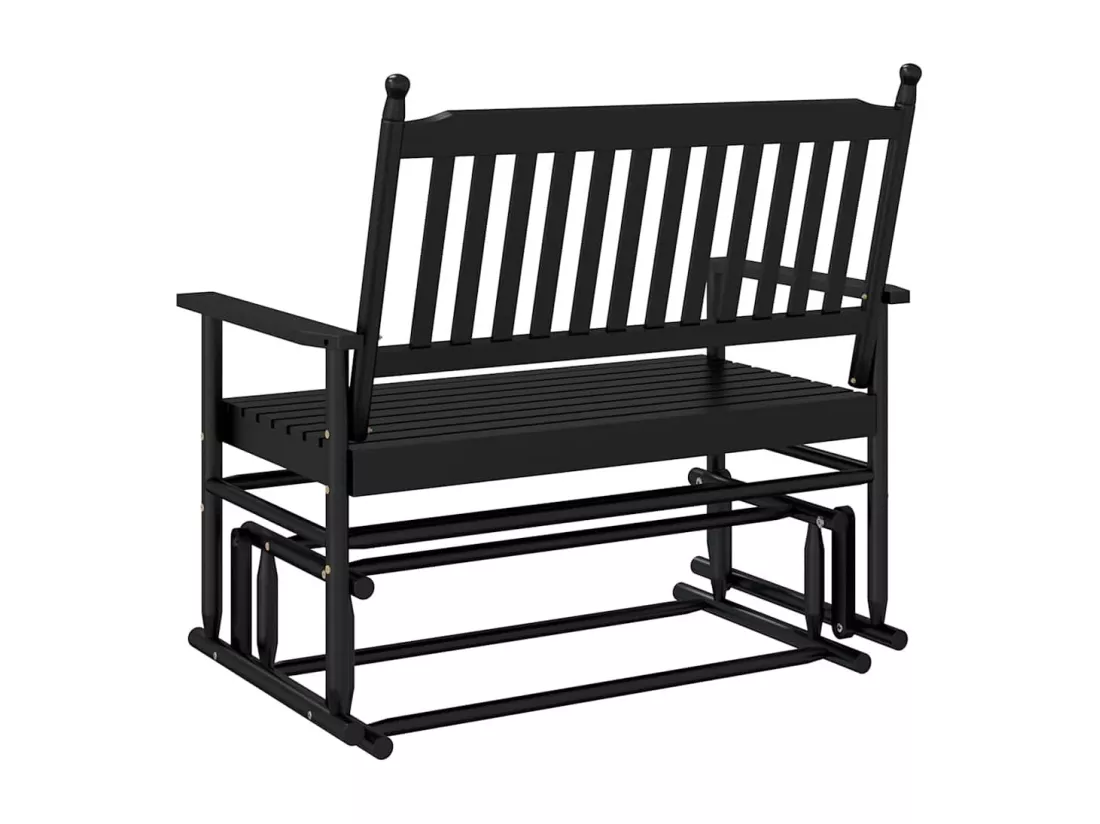 Banc balancelle noir 118x70x104,5 cm bois massif de peuplier