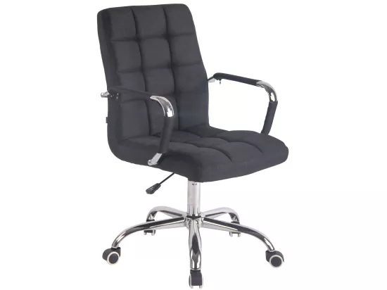 Chaise de bureau - Tissu & Métal chromé - Noir - Deli