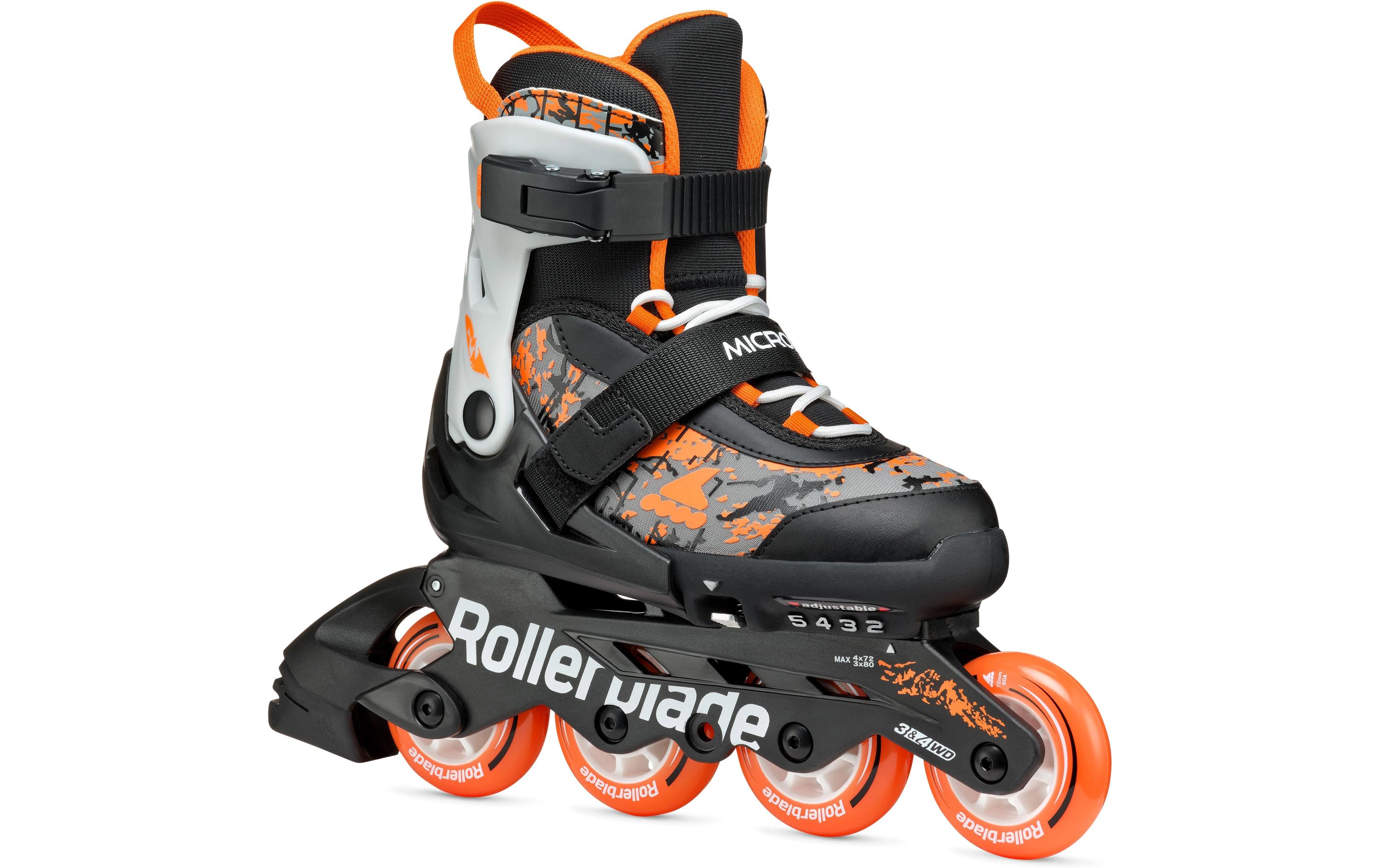 Inline-Skates Microblade SL Schwarz/Orange, 33-36.5Verstellbare Inline-Skates für Kinder