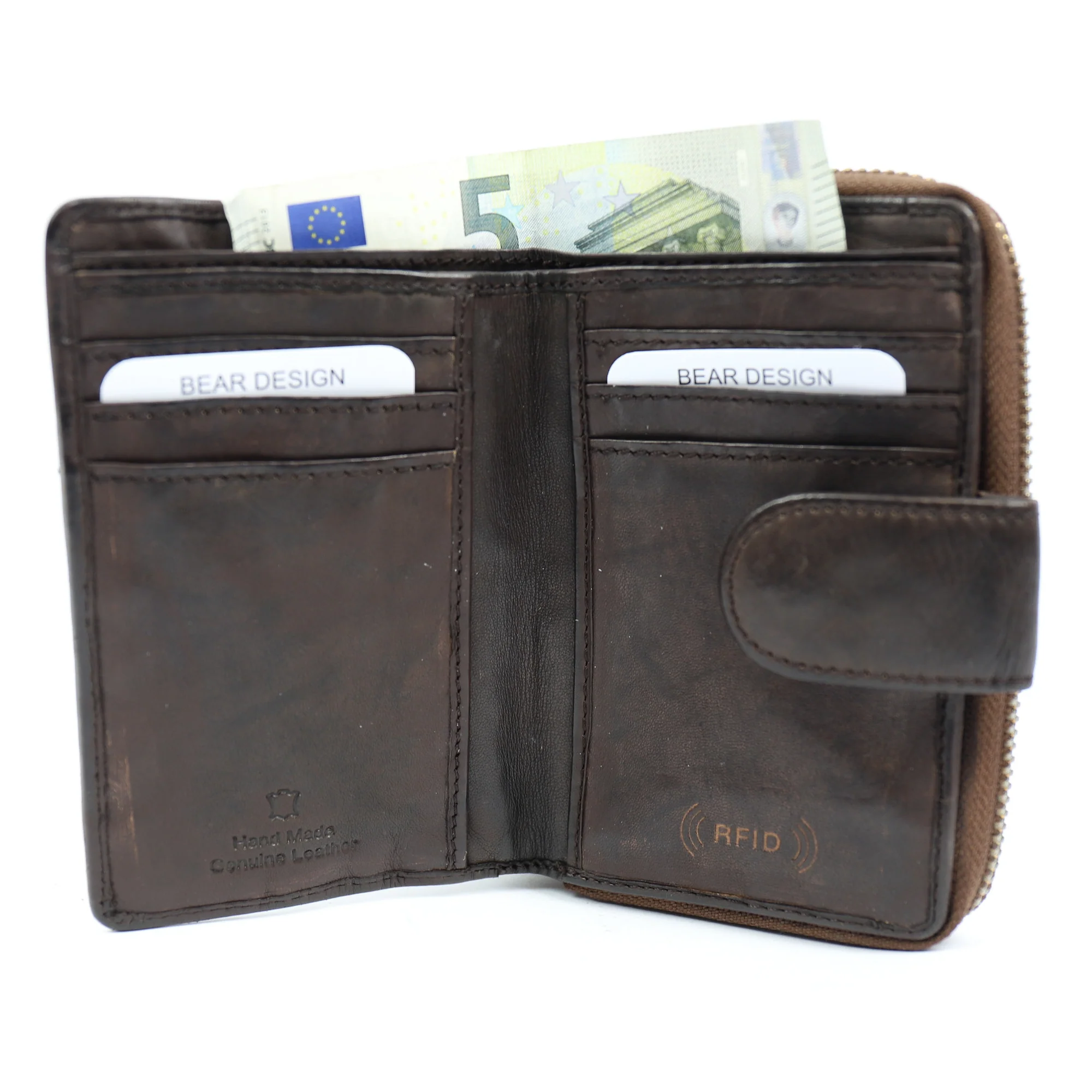 Bear Design Cow Lavato Ritsportemonnee Loet Donkerbruin CL13550 RFID