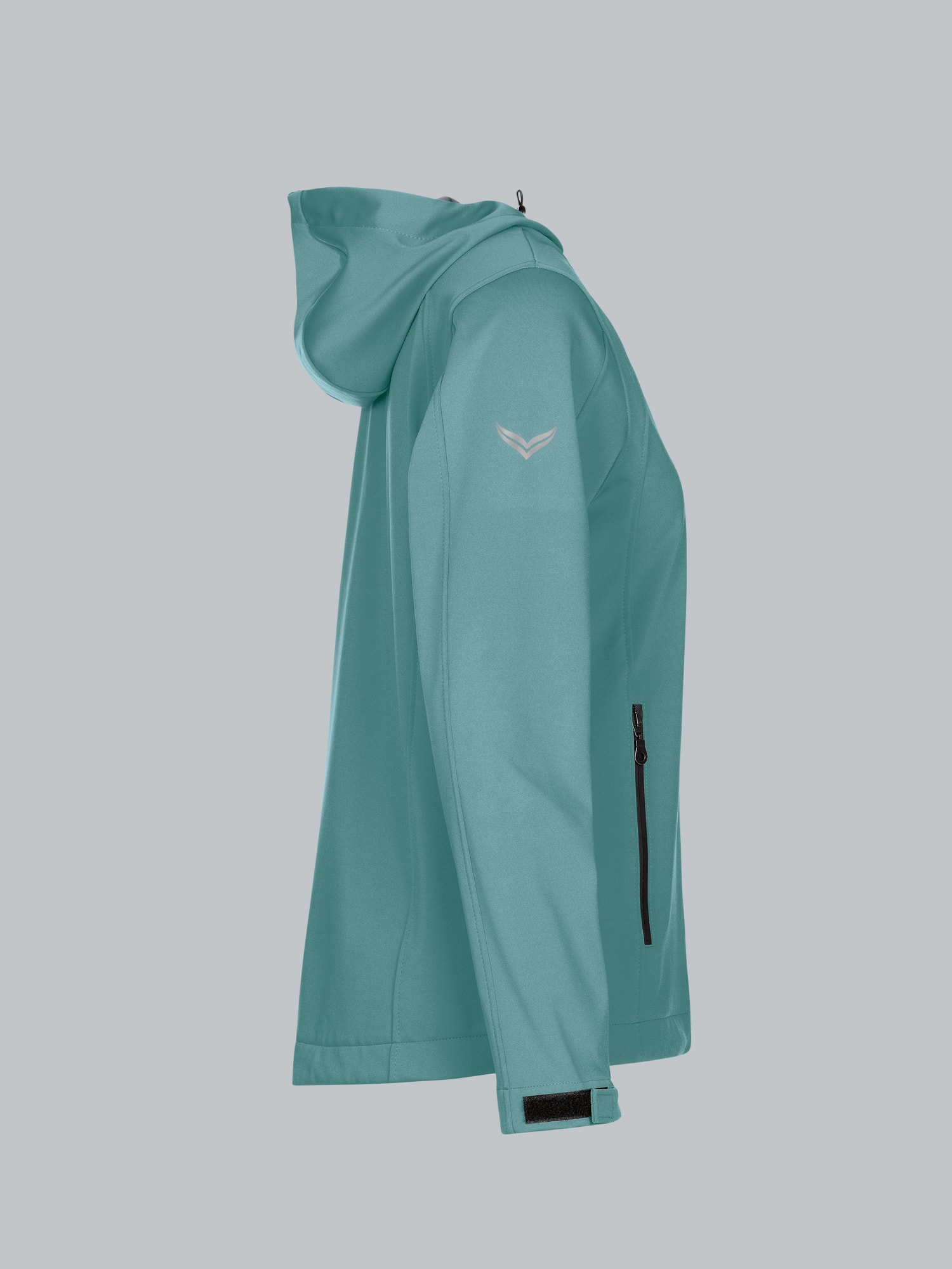 Taillierte Softshell–Kapuzenjacke Seegras