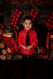 Little boys blouse - rood (exclusief stropdas)