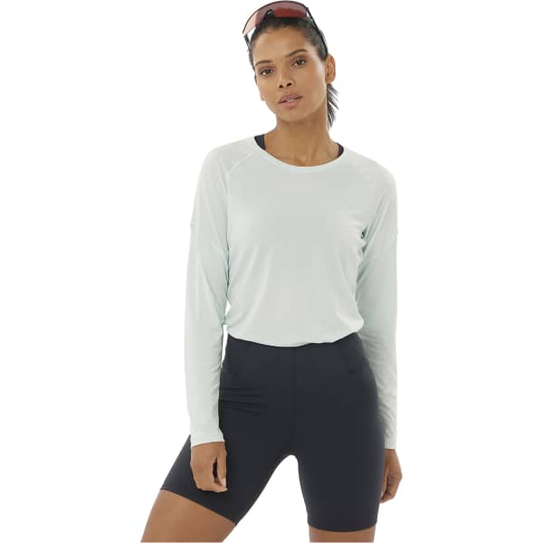T-shirt trail SALOMON CROSS RUN LS TEE W MISTY BLUE