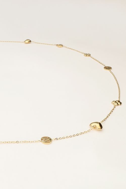 Iconic lange ketting met hartjes en klaver
