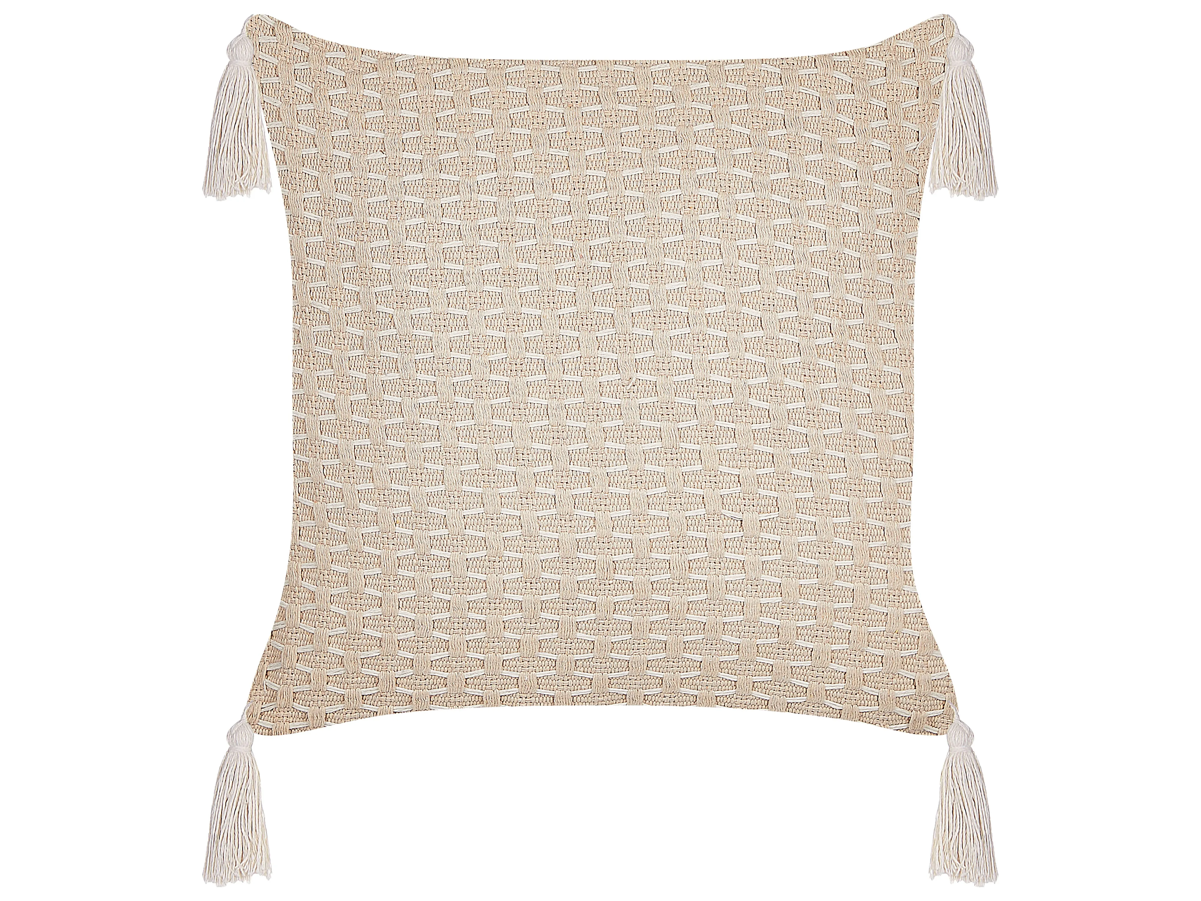Set van 2 sierkussens HAKONE 42 x 42 cm Lichtbeige geometrisch patroon
