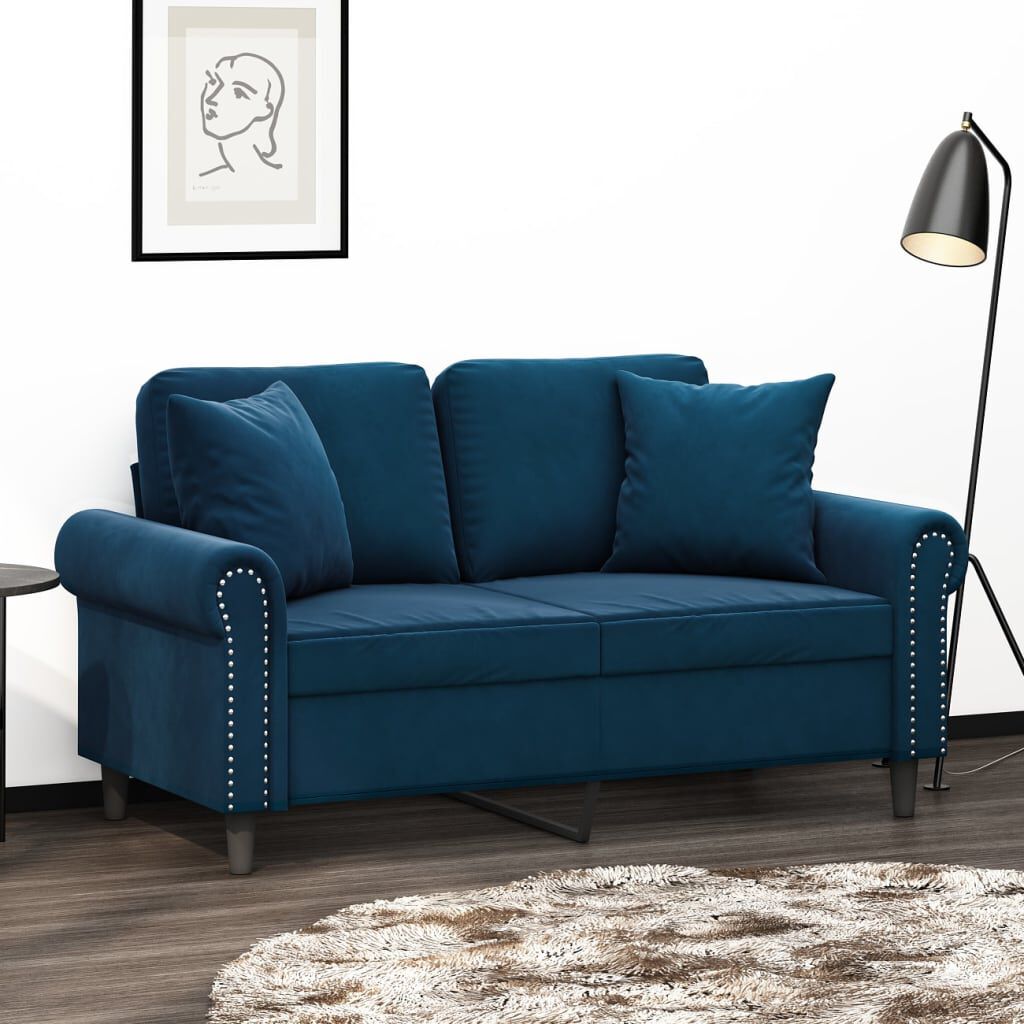 vidaXL Sierkussens, set van 2, blauw, 40x40 cm, fluweel