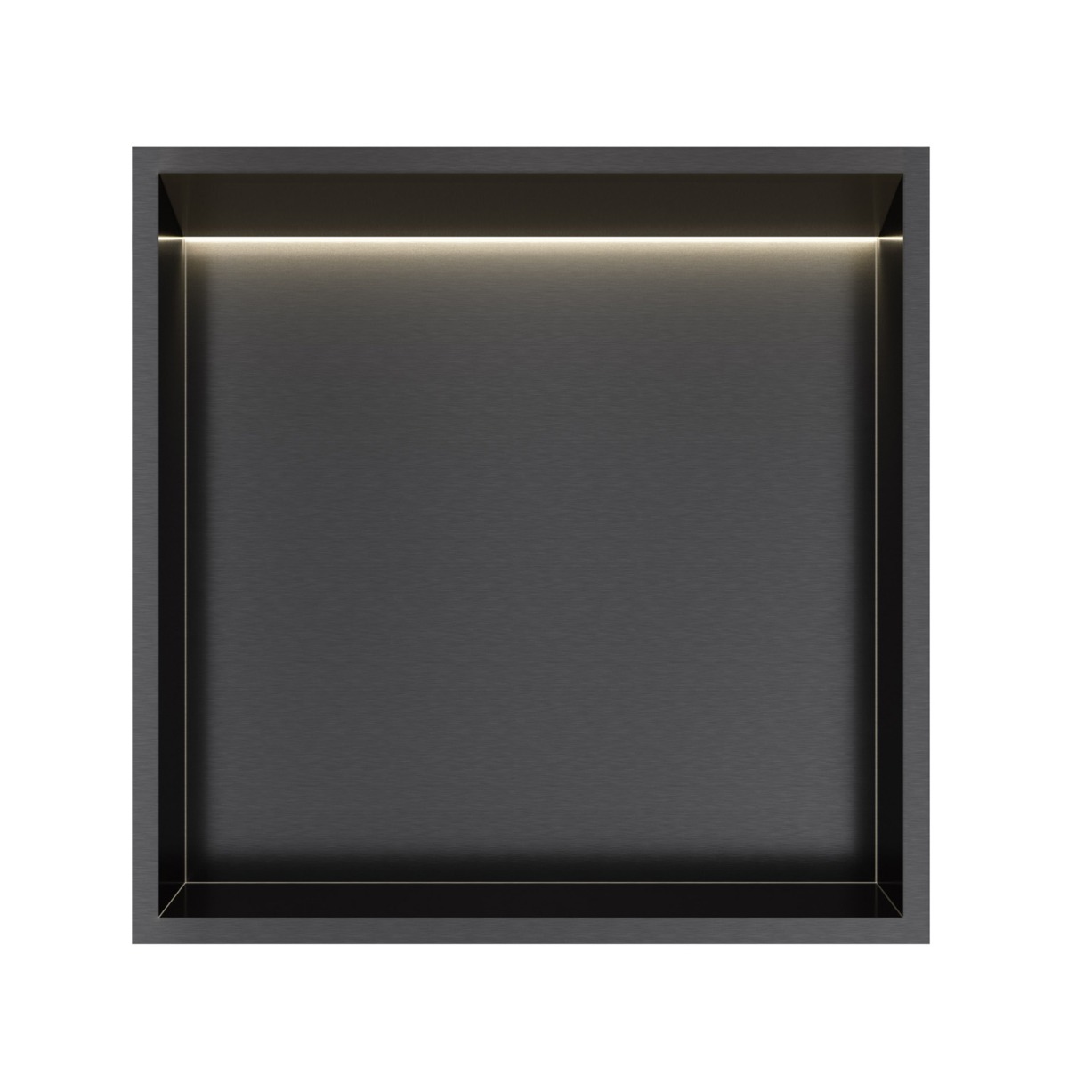 Hotbath &More inbouwnis met verlichting 30x30x10cm geborsteld zwart PVD