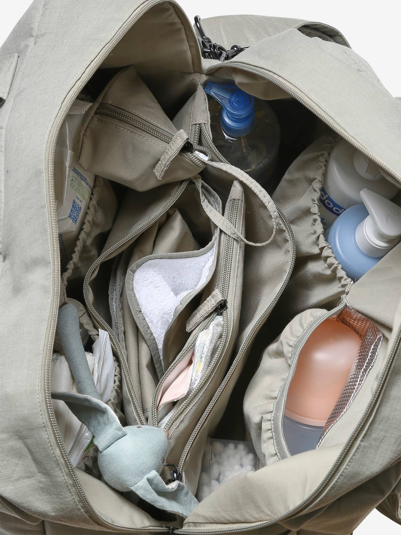 Bolsa de maternidade Bilbao em linho e algodão cáqui