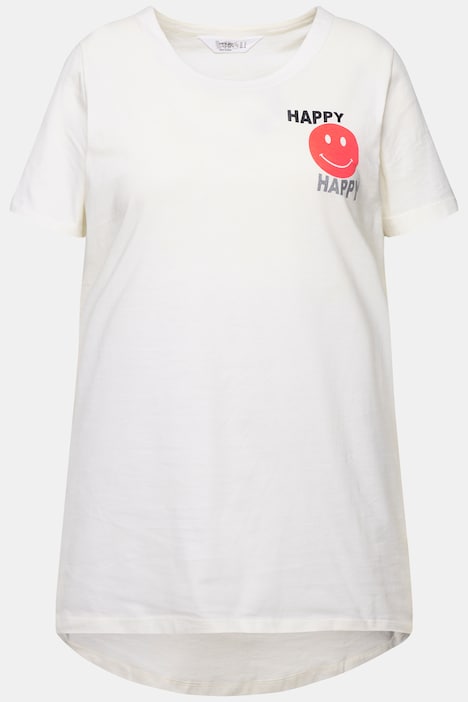 T-Shirt, A-Linie, kleiner Smiley-Druck, Halbarm