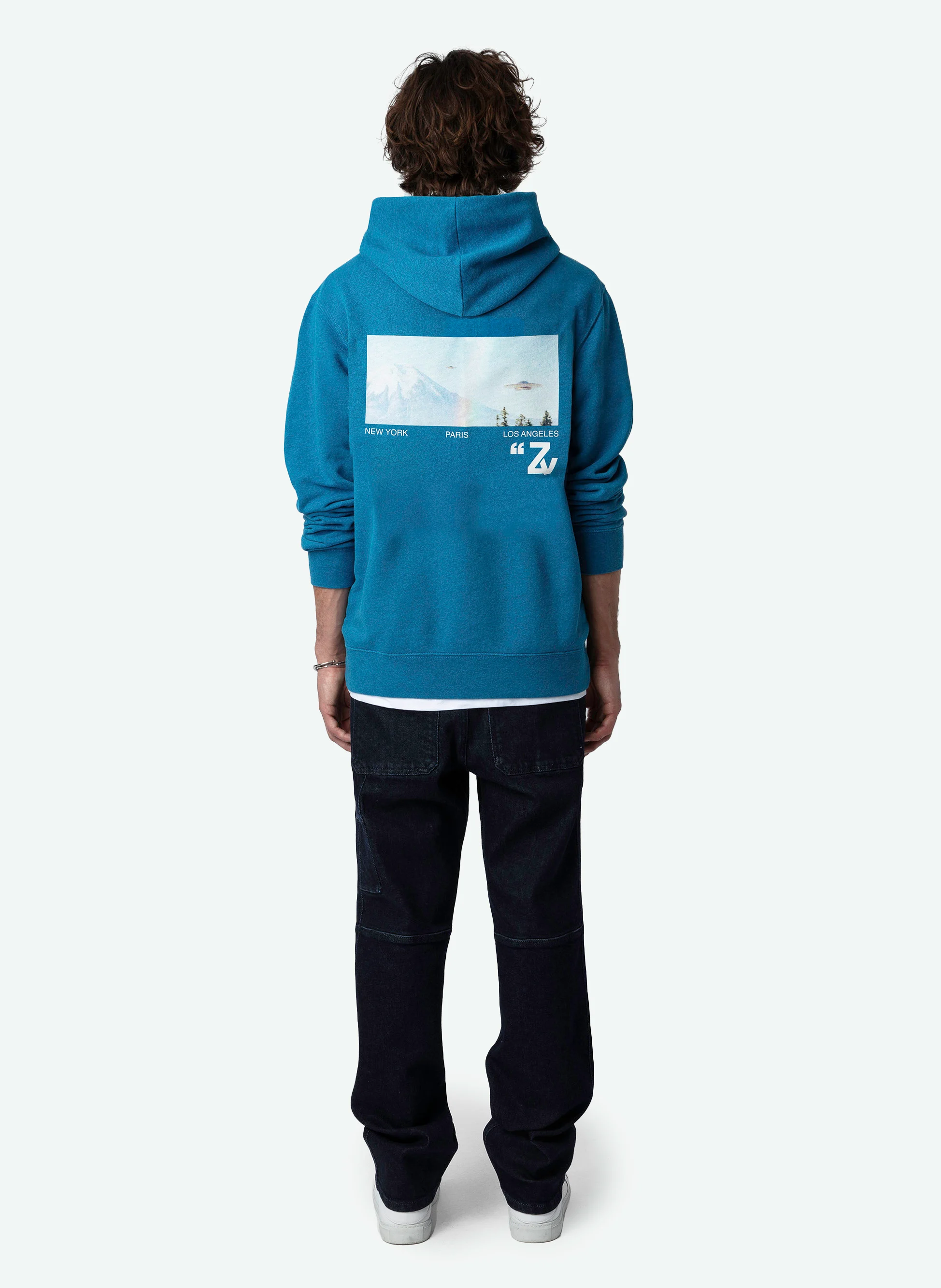 SANCHI - Sweatshirt oversize à capuche en coton mélangé | Bleu