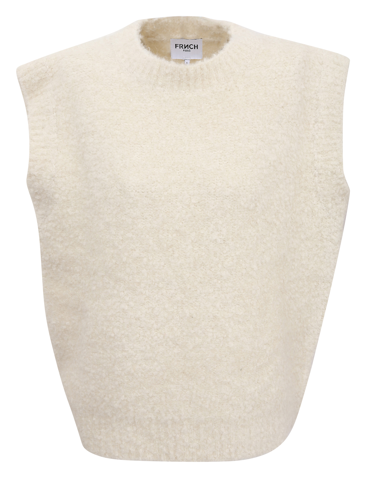 NAGIA - Pull sans manches en maille bouclette | Beige