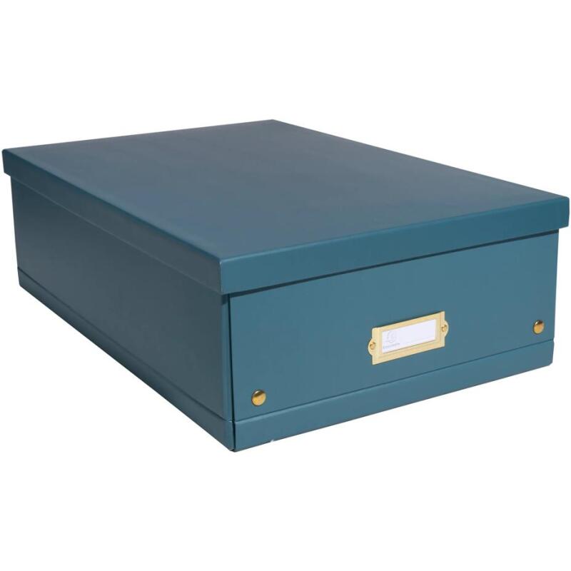 Boîte de rangement à plat carton 33x50x16cm Néo Déco - Bleu canard