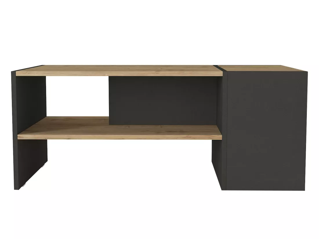 Table basse avec rangements - Anthracite et naturel - VELKAN