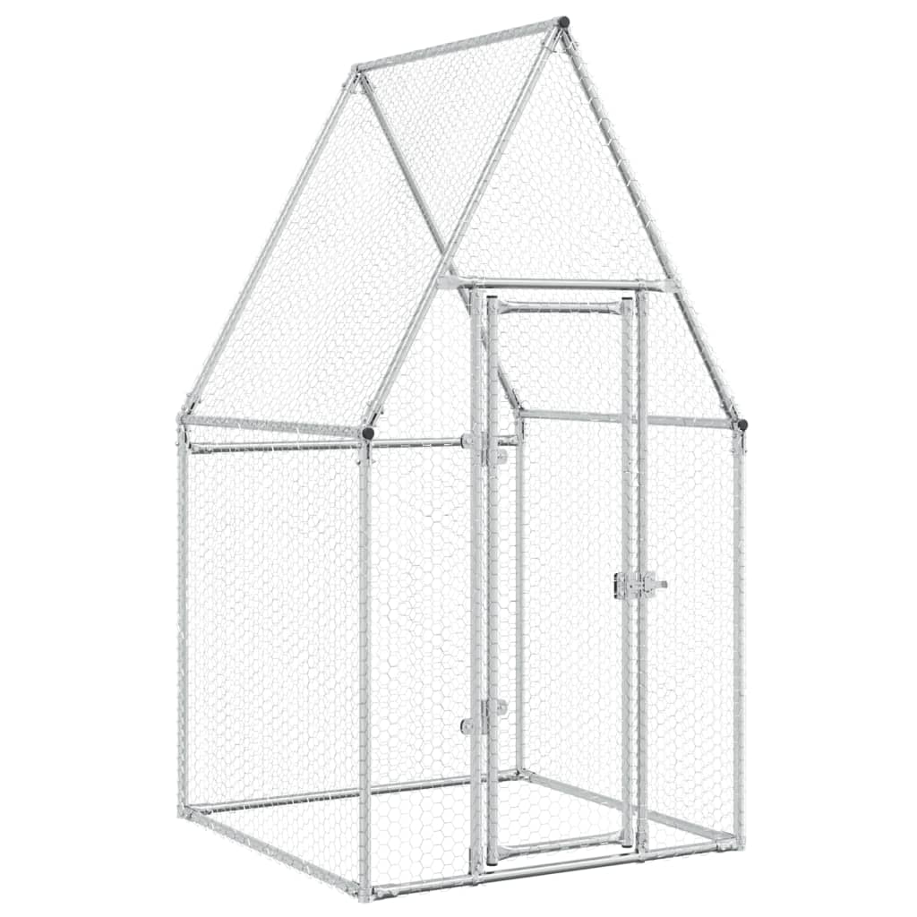 Gaiola para galinhas vidaXL, aço galvanizado prateado, 100x100x190 cm