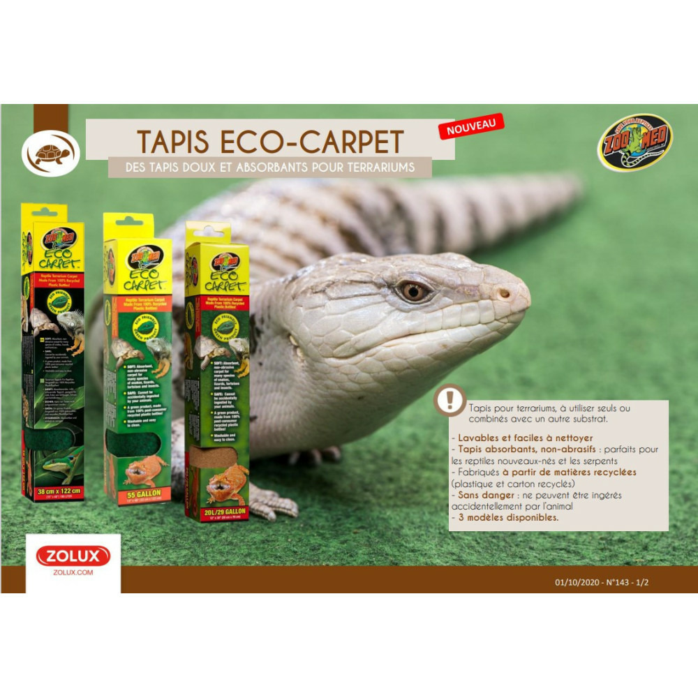 Tapis pour terrarium 38 x 122 cm 100 % produit recyclées